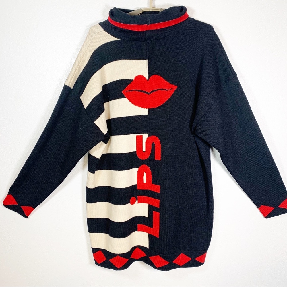 Vintage Escada “Lips” Wool Oversized Sweater SZ 38 - Picture 2 of 4